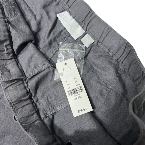 New York and Company Straight Leg Gray Linen Pants Size Large NWT - Picture 3 of 5